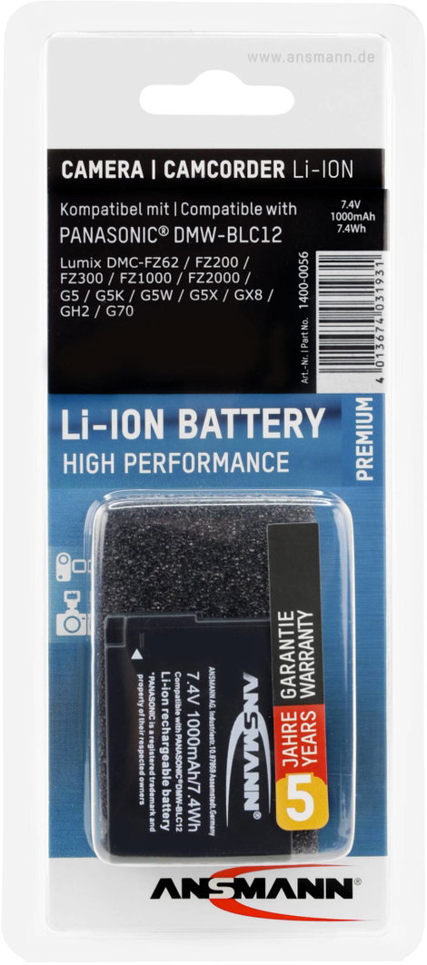 DMW-BLC12E Panasonic kamera akku 7,4V 1000 mAh, Ansmann 4. kép