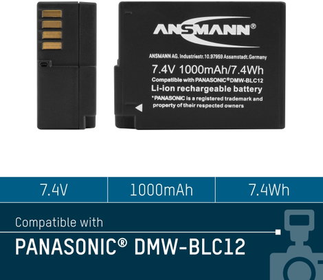 DMW-BLC12E Panasonic kamera akku 7,4V 1000 mAh, Ansmann 5. kép