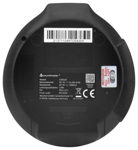 Discman, hordozható CD, MP3 lejátszó, CD, CD-R, CD-RW, MP3 SoundMaster CD9220 4. kép