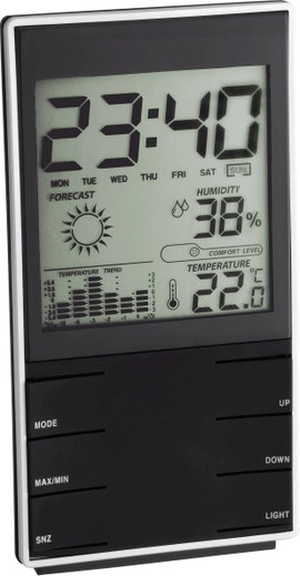 Digitális időjárásjelző állomás, komfort jelzés, fekete, TFA 35.1102.01
