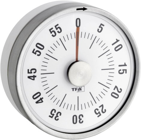 Mechanikus konyhai visszaszámláló óra, időzítő, Ø79x33 mm, fehér, TFA Puck 38-1028-02