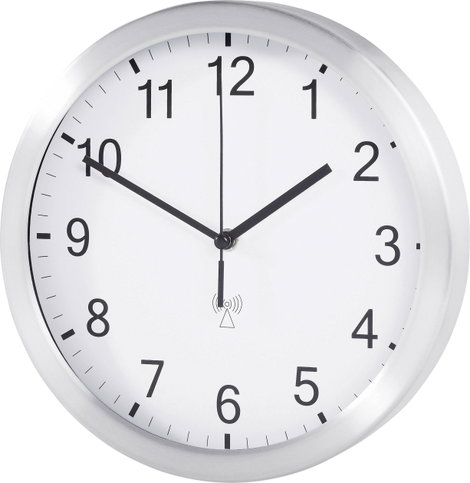 TFA analóg rádiójel vezérelt falióra, Ø 25 cm, alu/fehér 2. kép
