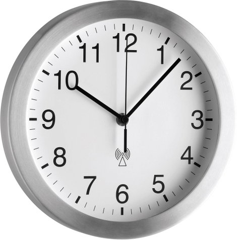 TFA analóg rádiójel vezérelt falióra, Ø 25 cm, alu/fehér 3. kép