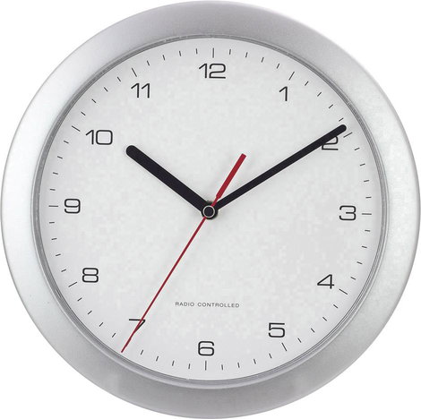 Analóg rádiójel vezérelt falióra, Ø 25 cm, ezüst 2. kép