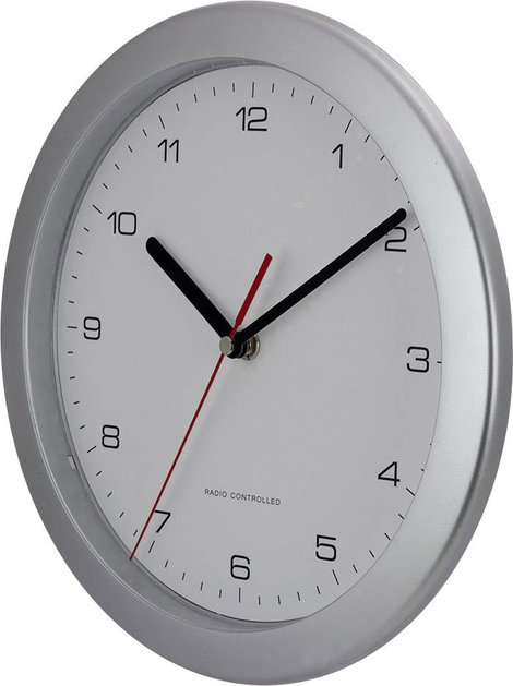Analóg rádiójel vezérelt falióra, Ø 25 cm, ezüst 3. kép