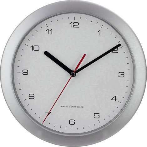 Analóg rádiójel vezérelt falióra, Ø 25 cm, ezüst 6. kép