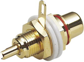RCA csatlakozó alj, beépíthető, függőleges Pólusszám: 2 Fekete BKL Electronic 1 db