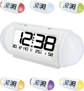 Rádiójel vezérelt digitális ébresztőóra hőmérővel, Wake up Light, 185x75x75 mm, Techno Line WT 499