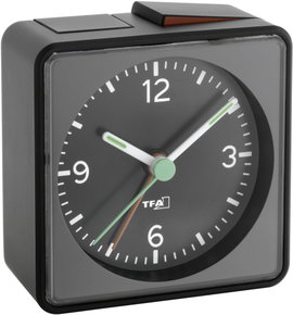 TFA Push analóg kvarc ébresztőóra, 70x70x35 mm, fekete