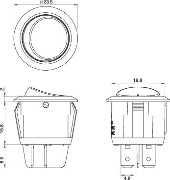 Billenőkapcsoló R13-244A-02 fekete, Tru Componets 3. kép