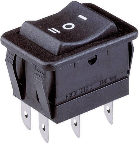 Billenőkapcsoló 250 V/AC 16 A 2x BE/KI/BE 30 x 22 mm, Arcolectric H1570 VB AAA