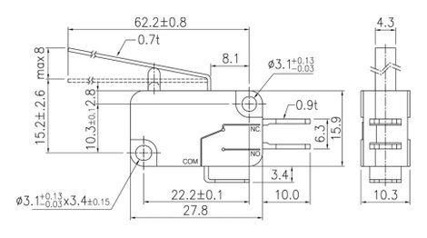 Mikrokapcsoló 10 A TRU COMPONENTS TC-MS23 Nyomó 2. kép