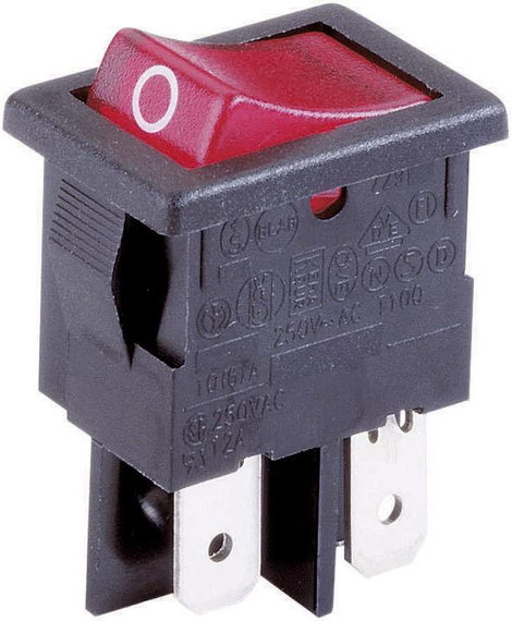 Billenőkapcsoló piros világitással 2 pólusú