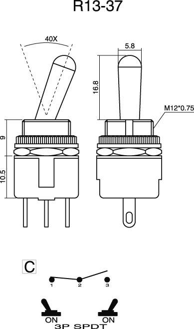 Karos billenőkapcsoló 250 V/AC 3 A 1 x BE/BE TRU COMPONENTS TC-R13-37C-05 Reteszelő 2. kép