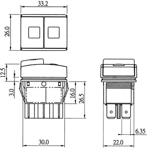 Nyomógomb 250 V/AC 10 A 2 x KI/BE TRU COMPONENTS TC-R13-537A B/R/G Reteszelő 2. kép