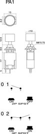 Kapcsoló 250 V/AC 3 A 1 x BE/KI TRU COMPONENTS TC-PA101A1BK Reteszelő 2. bélyegkép