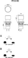 Nyomógomb 250 V/AC 1.5 A 1 x KI/(BE) TRU COMPONENTS TC-R13-40A-05RT Nyomó 2. bélyegkép
