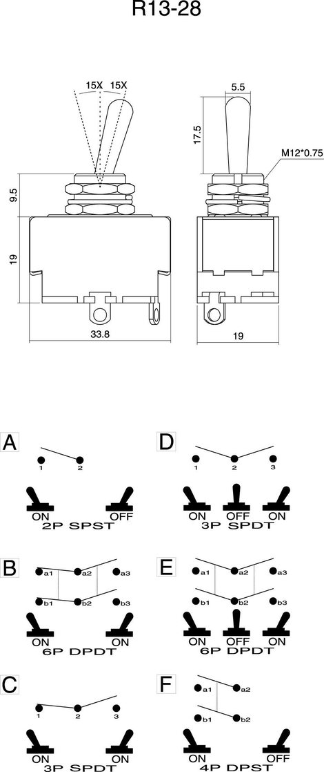 Karos billenőkapcsoló 250 V/AC 10 A 2 x KI/BE TRU COMPONENTS TC-R13-28F-01 Reteszelő 2. kép