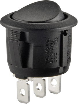 Kerek billenőkapcsoló be/be 1 pól. 250V/AC 6 A, fekete, Tru Componets 700169