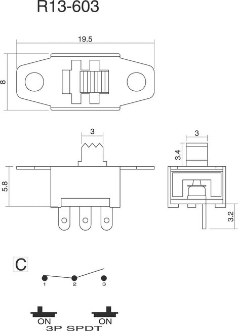 Tolókapcsoló R13-603C-05, Tru Components 2. kép