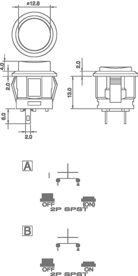 Nyomógomb 250 V/AC 1.5 A 1 x KI/(BE) TRU COMPONENTS TC-R13-523AL-05GN Nyomó 2. kép