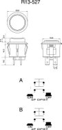Nyomógomb 250 V/AC 6 A 1 x KI/(BE) TRU COMPONENTS TC-R13-527AL-02GN Nyomó 2. bélyegkép