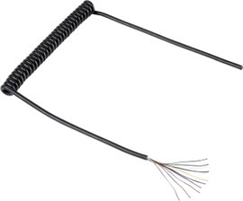 Spirálkábel 300/900 mm, 10 x 0,12 mm², fekete, Tru Components