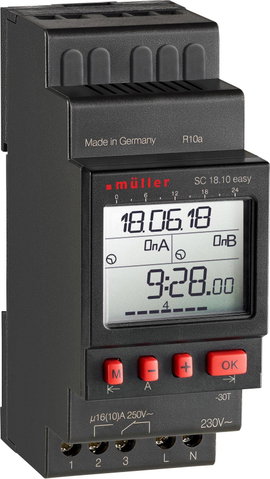Kalapsínes időkapcsoló óra 16 A/250 V, Müller SC 18.10 easy NFC 22274
