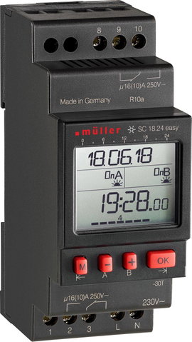 Kalapsínes időkapcsoló óra Digitális Müller SC 18.24 easy NFC 230 V 16 A/250 V