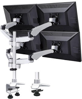 4 részes monitor tartó, asztalra szerelhető, gáznyomásos technikával, C csíptetővel, Xergo Flex