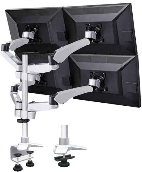 4 részes monitor tartó, asztalra szerelhető, gáznyomásos technikával, C csíptetővel, Xergo Flex