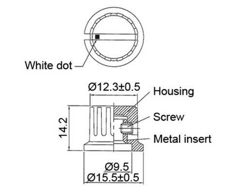 Forgatógomb Fej jelöléssel Fekete (Ø) 16 mm TRU COMPONENTS TC-DK16 2. kép