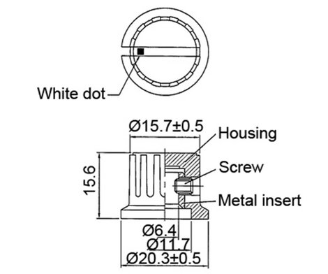 Forgatógomb Fej jelöléssel Fekete (Ø) 20 mm TRU COMPONENTS TC-DK20 2. kép
