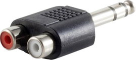 Jack - RCA átalakító adapter (3.5 mm sztereo Jack dugó - 2 RCA aljzat) fekete színű Tru Components 1
