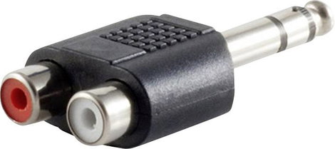 Jack - RCA átalakító adapter (3.5 mm sztereo Jack dugó - 2 RCA aljzat) fekete színű Tru Components 1