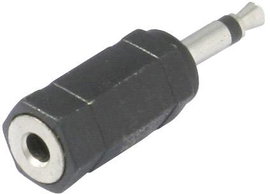 Jack dugó átalakító adapter (3.5 mm mono Jack dugó - 3.5 mm sztereo Jack aljzat) fekete színű Tru Co