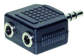 Jack dugó elosztó, 3,5 mm sztereo Jack dugó - 2x 3,5 mm sztereo Jack aljzat, fekete, Tru Components 