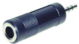 Jack dugó átalakító adapter (3.5 mm sztereo Jack dugó - 6.35 mm sztereo Jack aljzat) fekete színű Tr