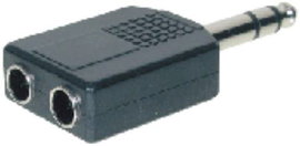 Jack dugó elosztó (6.35 mm sztereo Jack dugó - 2x6.35 mm sztereo Jack aljzat) fekete Tru Components 