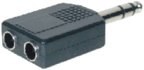 Jack dugó elosztó (6.35 mm sztereo Jack dugó - 2x6.35 mm sztereo Jack aljzat) fekete Tru Components