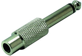 Jack - RCA átalakító adapter (6.3 mm mono Jack dugó - RCA aljzat) fém, ezüst színű Tru Components 15