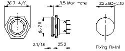 Vandálbiztos nyomógomb, 250V/AC, 5A, Bulgin MP0038 2. kép
