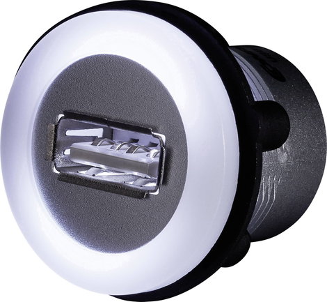 Beépíthető USB aljzat, USB 2.0 A aljzat - USB A dugó, 1,5 m, LED, fehér, Tru Components 4. kép