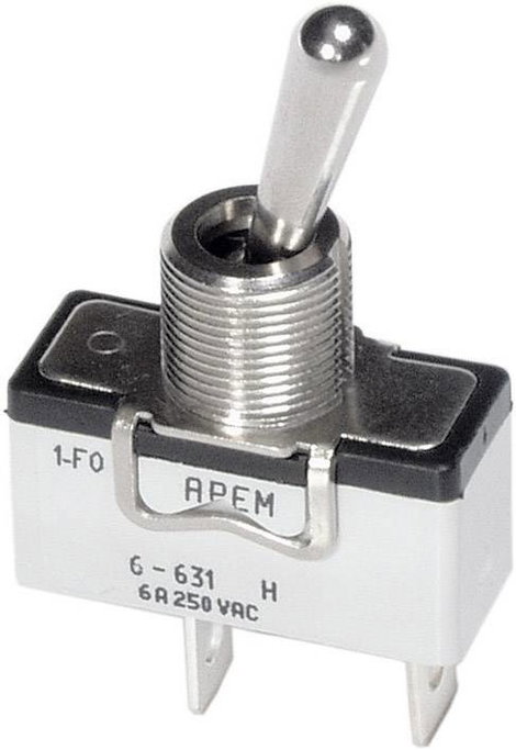 APEM karos kapcsoló 1 x be/ki 250 V/AC 6 A, 6-631H/2