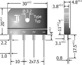 Egyenirányító híd 25 A GBI25G, Tru Components