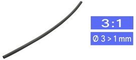 TRU COMPONENTS 1564565 Zsugorcső ragasztó nélkül Fekete 3 mm 1 mm Zsugorodási arány:3:1 méteráru