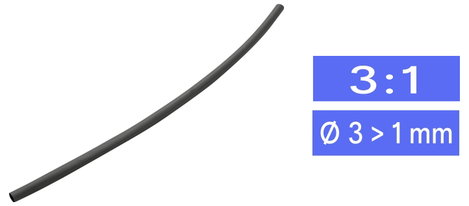 TRU COMPONENTS 1564565 Zsugorcső ragasztó nélkül Fekete 3 mm 1 mm Zsugorodási arány:3:1 méteráru