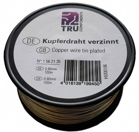 Rézhuzal 0,6 mm 100 m Ónozott vörösréz huzal