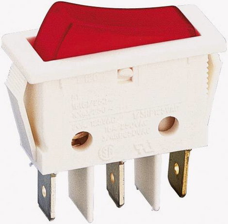 Világítós billenőkapcsoló 250 V/AC 16 A 1x ki/be, fekete/piros, B116C1G00000
