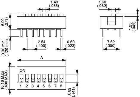 APEM NDS-04-V NDS-04-V DIP kapcsoló Pólusszám 4 Standard 1 db 3. kép